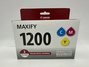 Canon PGI-1200 Tri-Color 3 Ink Tanks Cartridges Cyan Magenta Yellow Genuine OEM - Picture 1 of 6