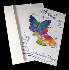 Laurel Burch Watercolor Wedding Card w/ Envelope Soulmates Butterflies