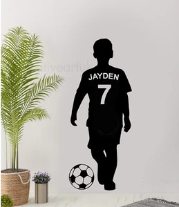 Personalised boys/girls football player Wall sticker Home Decor Vinyl Decal FB1 - Picture 1 of 9