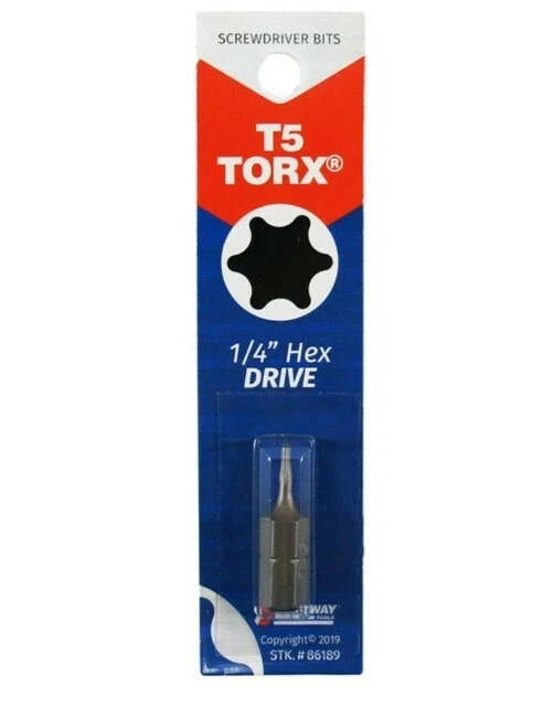 Best Way Tools T5 TORX Insert Hex Screwdriver Bit 86189 Best Way Tools 86189 T5 - Image 1 of 1