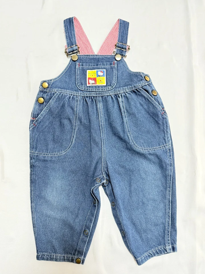 Sanrio Hello Kitty Denim Overalls 12-18m Girls Baby Clothes Retro Japan - Image 1 of 4