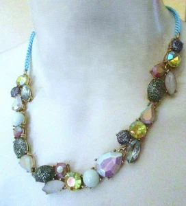 J Crew Brulee Aurora Borealis Crystal and Silver Shimmer Bead Necklace J.Crew - Picture 1 of 5