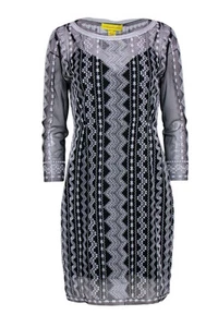 Catherine Malandrino Black Embroidered Sheer Dress 3/4 Sleeve Sheath Bodycon 8 - Picture 1 of 8