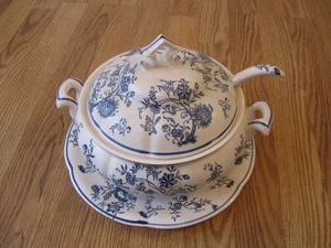 Zuppiera zuppiera cipolla blu vintage 4 pezzi anni 50 mestolo e sottopiatto idee regalo creazione - Foto 1 di 5