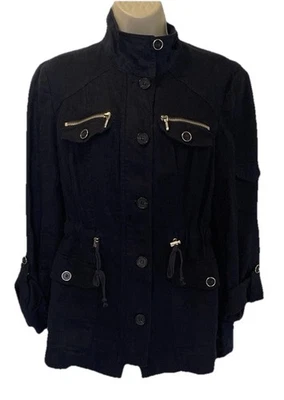 INC International Concepts XS Dark Blue Utility Jacket 25-374-03 - Image 1 of 4