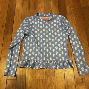 J. Crew Crewcuts Girls 6-7 Blue/White Swim Top UPF 50+ Long Sleeve - Picture 1 of 6