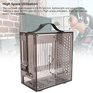 New Black 23x20.5x12cm Miniature ITX PC Case Clear Arcylic PC Case Portable DIY - Photo 1/23