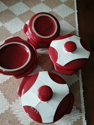 Zwilling, Keramik, Cocotte, Terrine, Auflaufförmchen, Rot 4 St. mit Deckel - Bild 1 von 4