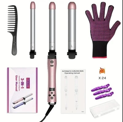 Automatic Curling Iron With 3 Interchangeable Heating Curling Barrels - Image 1 of 4