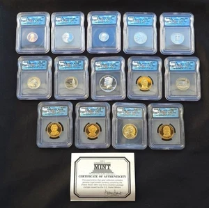 Juego de prueba de 14 monedas 2008-S primer día de emisión certificado ICG PR70 DCAM #079 de 197 - Imagen 1 de 23