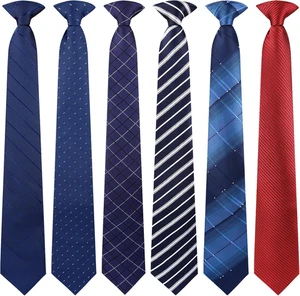 6 Pcs Pre-Tied Clip On Ties 20 Inch Mens Clip On Neckties for Office Party - Picture 1 of 7