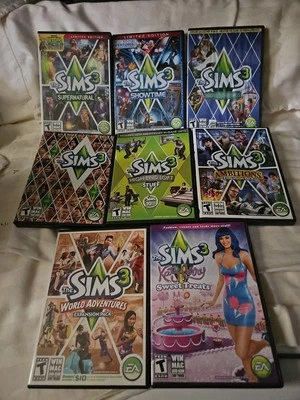 HUGE The Sims 3 PC Windows Mac 8 Game LOT Expansion Packs Katy Perry EXCELLENT!! - Image 1 of 4