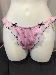 Vintage 2005 Victoria Secret Sexy Little Things Bow & Heart Print Thong Size XS - Picture 1 of 5