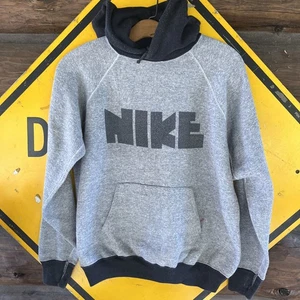 Nike 70s/80s Vintage Block Print Pinwheel Font Hoodie Sweatshirt Vintage Rare L - Picture 1 of 6