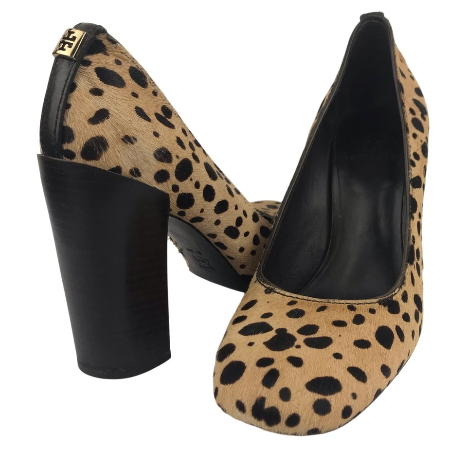 Tory Burch Cheetah Print Block Heel Rae Pump Pony Calf Hair Size 8.5 M - Image 1 of 4