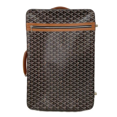 Auténtica maleta de cuero de lona recubierta múltiple negra marrón con trolley GOYARD PM Foto 1 de 4