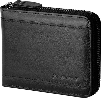 Mens RFID Blocking Wallets Zipper Leather Wallet for Men Bifold RFID Card Holder - Image 1 of 4