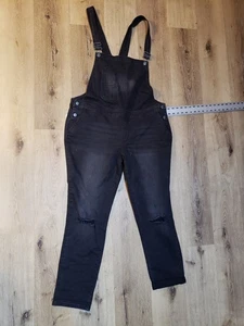 Mossimo Bib Overalls Womens XL Black Distressed Denim Jeans Jumpsuit - Picture 1 of 6