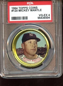 1964 Topps Baseball Coin Insert #120 Mickey Mantle New York Yankees PSA 4 VGEX - Picture 1 of 2