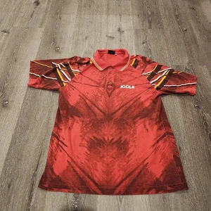 Joola Table Tennis Pickleball Red Pattern Tie Dye Polo Shirt Large 100% Cotton - Picture 1 of 15