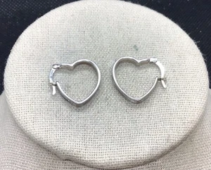 Vintage Sterling Silver 925 Heart Hoop Earrings 1" Y1372 - Picture 1 of 4