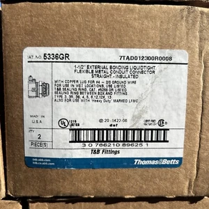 🔥2) NEU THOMAS & BETTS 5336GR 1-1/2" GERADER ISOLIERTER FLÜSSIGKEITSDICHTER STECKER - Bild 1 von 4