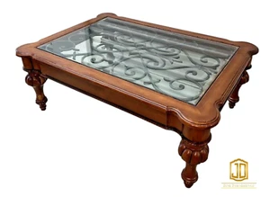 Ethan Allen Tuscany Coffee Table Devereaux Iron Grille Beveled #32-8410 #332 - Picture 1 of 11