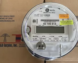 GE, WATTHOUR METER (KWH), KV2C, FM45S (5S), CL20, 8 LUGS, 3W, 120V-480V, 50/60Hz - Picture 1 of 7