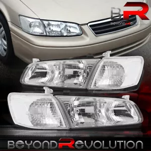 For 2000-2001 Toyota Camry Chrome Headlamps + Clear Signal Bumper Corner Lights - Picture 1 of 3