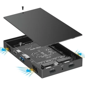 Double Bay M.2 NVMe SSD Enclosure Offline Clone 10Gbps USB C 3.2 Gen2 External - Afbeelding 1 van 8
