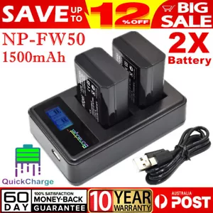 2x NP-FW50 Battery +LCD Dual Charger for Sony Alpha A7 A7R A7S A6000 A6300 A6500 - Picture 1 of 11