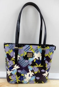 ANNE KLEIN Multi Colored Floral Shoulder Bag Vinyl Hand Bag Tote - Picture 1 of 17