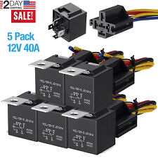 5 Pack DC 12V Car SPDT Automotive Relay 5 Pin 5 Wires w/Harness Socket 30/40 Amp