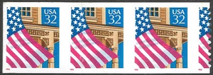 2915A 32 cent Flag Over Porch Shifted Die Cut Strip - Picture 1 of 1