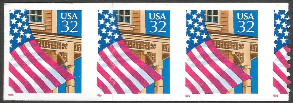 2915A 32 cent Flag Over Porch Shifted Die Cut Strip - Image 1 of 1