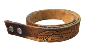 Diane Bell leather tooled detail with fish and fisherman on a boat 44 no Buckle - Picture 1 of 7