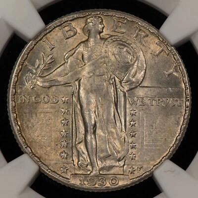 1930 25c Standing Liberty Silver Quarter - Full Head - NGC MS 62 FH - SKU-X6220 - Image 1 of 4