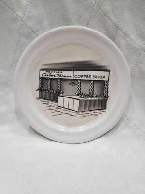 Vintage Restraware 6in Saucer White Coffee Shop Graphic, Libbey, Toledo Melamine - Image 1 of 4