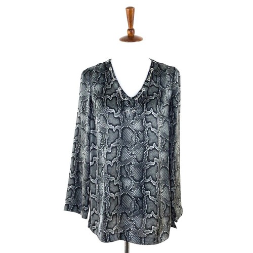 Top donna grigio Michael Kors grigio stampa pelle di serpente collo catena tg S