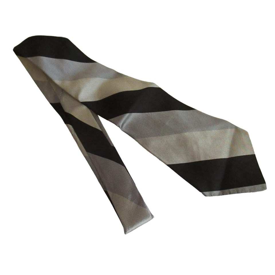 Corbata de seda roja vintage para hombre 3,75” 54” Don Loper rayas grises Foto 1 de 4