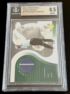 2001 SERGIO GARCIA UPPER DECK GOLF TOUR THREADS RC BGS 8.5 WITH 9.5 CENTERING.