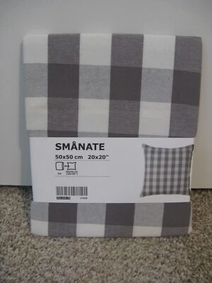 NEW Ikea Sanate Buffalo plaid checked gingham pillow slip cover gray grey white - Image 1 of 3