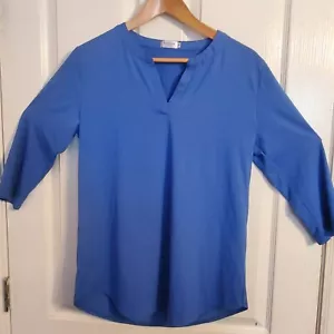 Womens Sherosa Shirt Top Tunic Pullover Blue NWT V Neck 3/4 Sleeve Medium - Picture 1 of 15