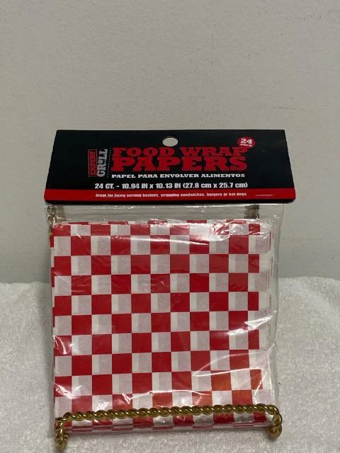 Red and White Checkered Wax Coated Basket Liners (24 Pack) 10.94 x 10.13 in - Image 1 of 1
