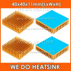 40x40x11mm Gold Anodized Heatsink Radiator Cooler With Adhesive Tape Applied - Afbeelding 1 van 5