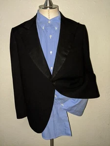 42R RARE 1930s Vintage Smoking Full-canvas Peak Tuxedo Dinner Evening Jacket - Picture 1 of 10