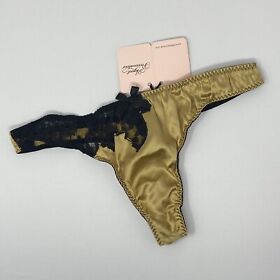 Agent Provocateur Nayeli SOIREE Gold Black Silk Thong AP2 Small NWT $335 *SALE*
