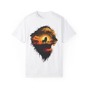 Lion Silhouette Sunset T-shirt, Summer, Adventure Tee - Bild 1 von 49