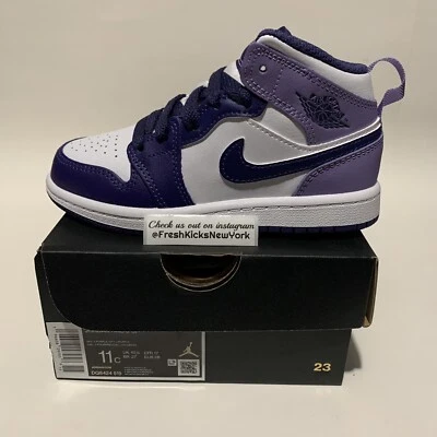 Jordan 1 Mid Blueberry Little Kids Talla 11c Nuevo DQ8424-515 EU 28 Sky J Púrpura Foto 1 de 4