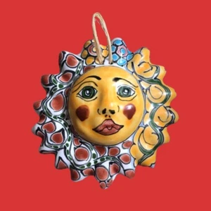 FINAL SALE Talavera Mexico lead free pottery sun wall decor Tierra Fina 5” - Picture 1 of 10